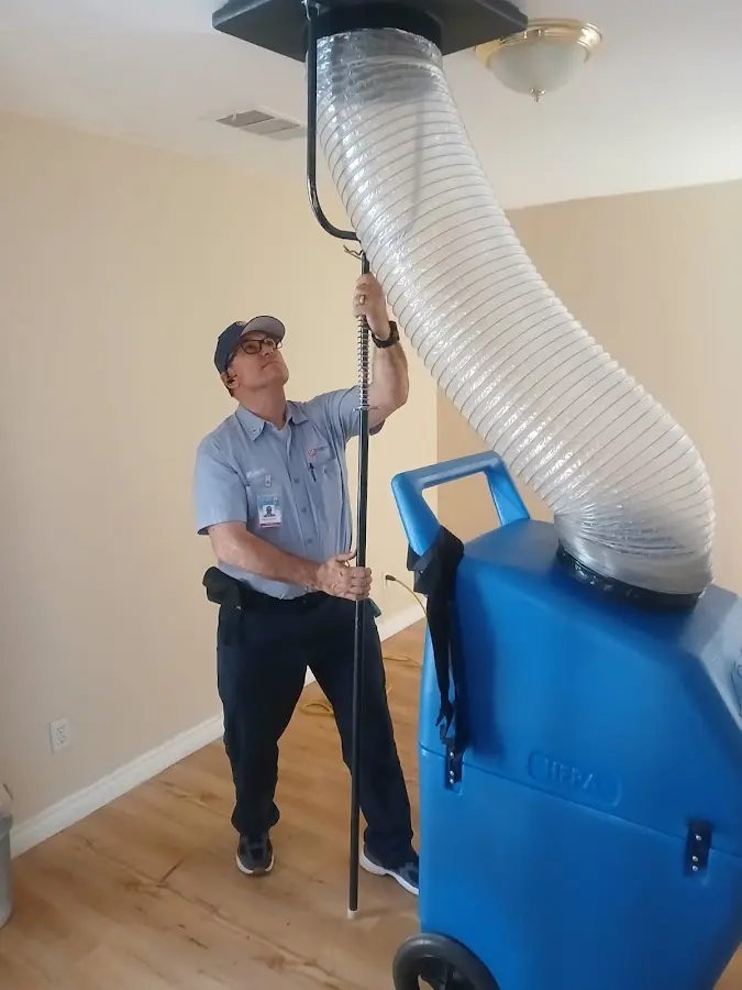 Mini Split Installation technician using HEPA equipment in Rainsville